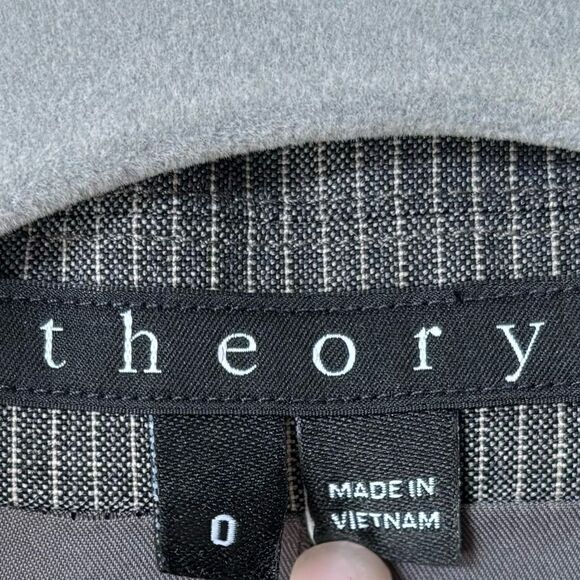 Theory Wool Gray Blazer Jacket Slim Fit Size 0 - Picture 6 of 8